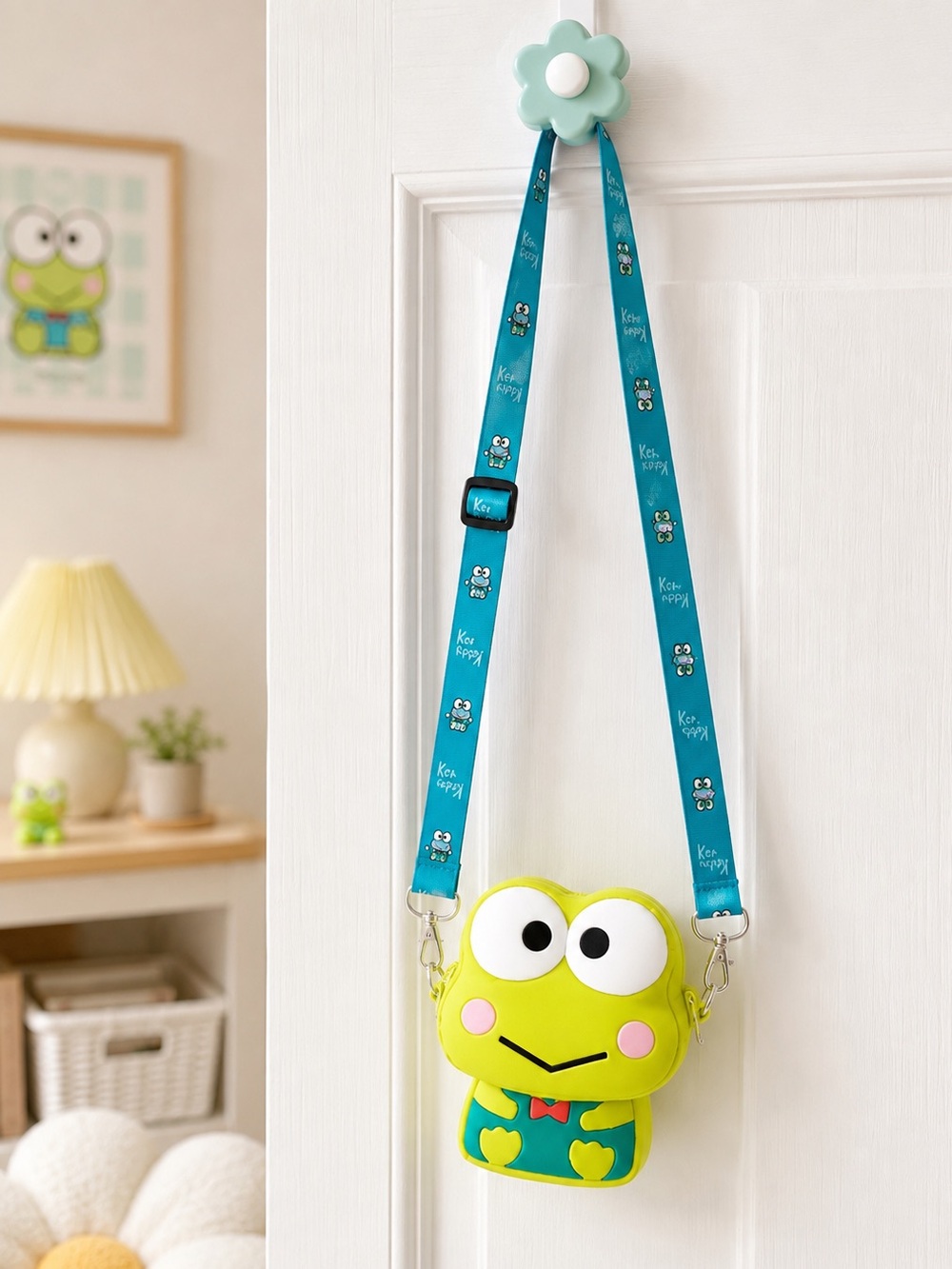 Keroppi Green Mini Crossbody Coin Purse Adjustable Strap NWT